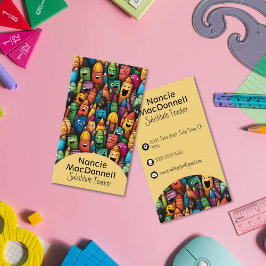 Tarjeta De Visita Colorido patrón de la pluma del Personalizado de e