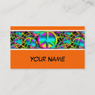 Tarjeta De Visita Colorido patrón de PAZ sin fisuras + tus ideas