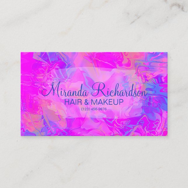 Tarjeta De Visita Colorido Profesional Pink Holographic Moderno (Anverso)