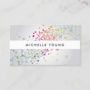 Tarjeta De Visita Colorido Rainbow Confetti Bokehn en gris