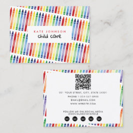 Tarjeta De Visita Colorido Rainbow Crayons Niños educadores