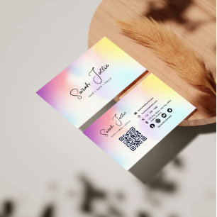 Tarjeta De Visita Colorido Salón de Belleza Escaneado Código QR