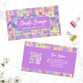 Tarjeta De Visita Coloridos y modernos mosaicos de moda Código QR No