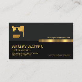 Tarjeta De Visita Columna gris negra Tapón de agua dorada