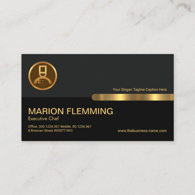Tarjeta De Visita Columnas Retro Gris Negras Que Abren Al Chef (Anverso)