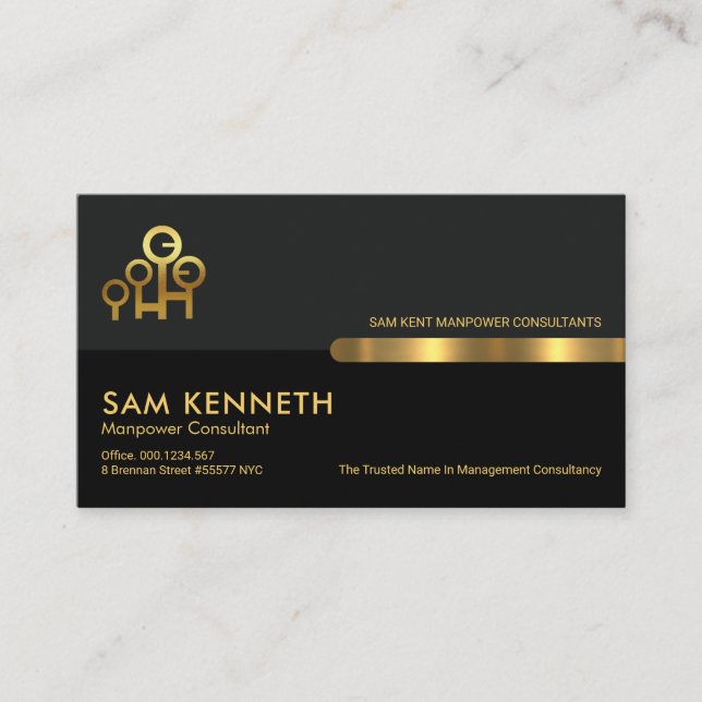 Tarjeta De Visita Columnas retro gris negro Consultor de recursos hu (Anverso)