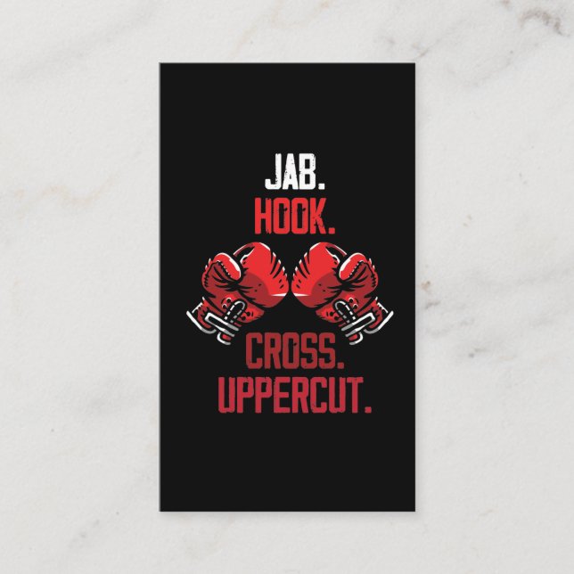 Tarjeta De Visita Comandos de guantes de boxeo Jab Hook Cross Upperc (Anverso)