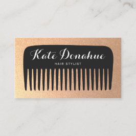 Tarjeta De Visita Comb estilista de color negro y Purpurina dorado