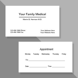 Tarjeta De Visita Combinación de la cita de la oficina del médico
