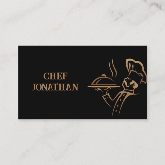 Tarjeta De Visita Comedor de Chef Personal Gold y Black (Anverso)