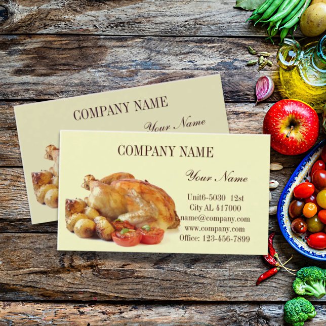 Tarjeta De Visita Comedor de gallinería asada (Roasted chicken deli shop diner catering business card)