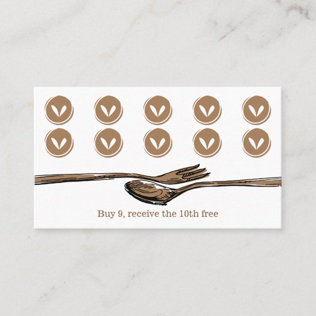 Tarjeta De Visita Comer Cuchara Lealtad Punch Cocinar Chef (Anverso)