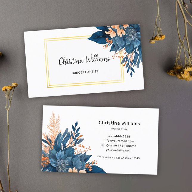 Tarjeta De Visita Comercialización de acuarela moderna y elegante (Elegant Modern Watercolor Floral Marketing Business Card)