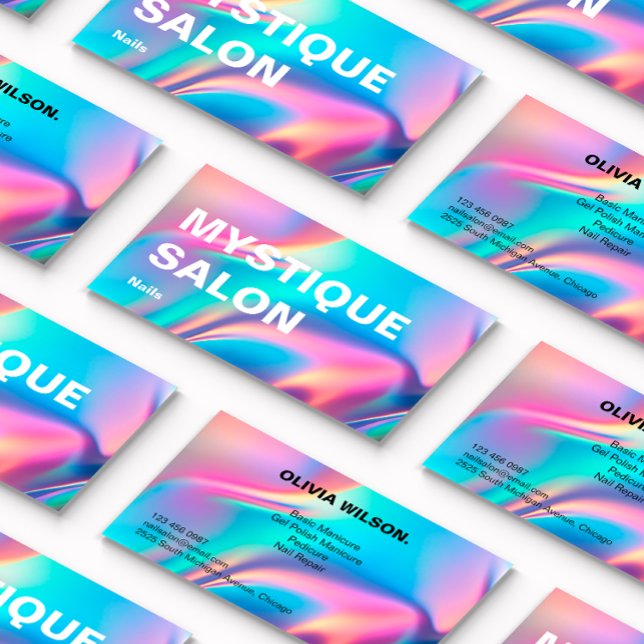 Tarjeta De Visita Comercialización de marca estética holográfica (Holographic Aesthetician Branding Marketing Business Card)