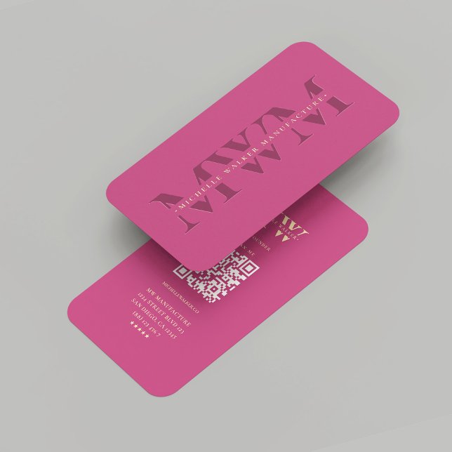 Tarjeta De Visita Comercialización en monograma rosado de la empresa (Modern Company Pink Gold Monogram Marketing Business Card
)