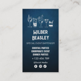 Tarjeta De Visita Comerciante de cócteles Profesional | Azul oscuro