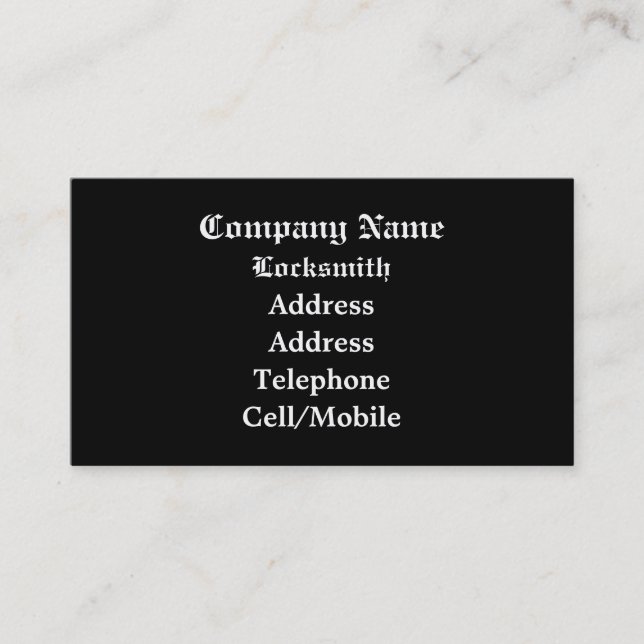 TARJETA DE VISITA COMERCIO, LOCKSMITHS (Anverso)