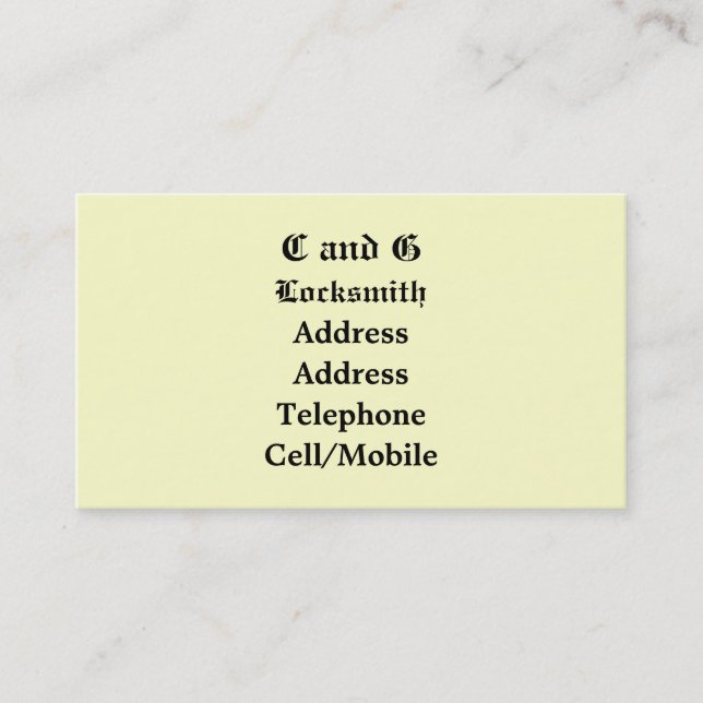 TARJETA DE VISITA COMERCIO, LOCKSMITHS (Anverso)