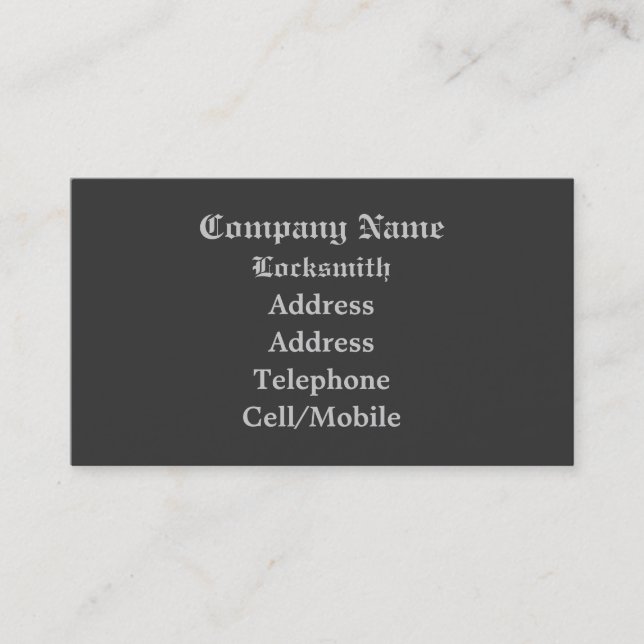 TARJETA DE VISITA COMERCIO, LOCKSMITHS (Anverso)