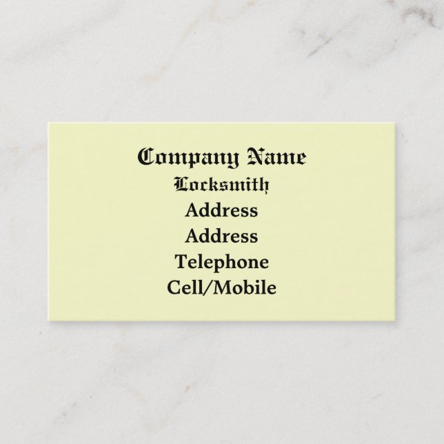 TARJETA DE VISITA COMERCIO, LOCKSMITHS (Anverso)