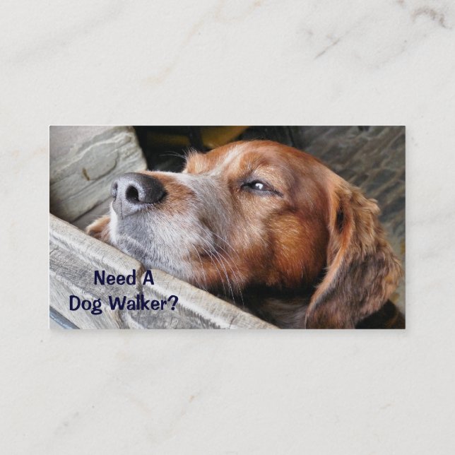 TARJETA DE VISITA COMERCIO, PERRO CAMINANDO. (Reverso)