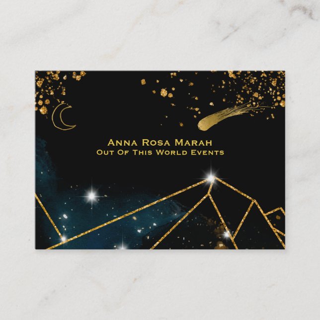 Tarjeta De Visita *~* Cometa sagrada Geometría Purpurina de oro Luna (Anverso)