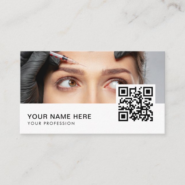 Tarjeta De Visita Cometólogo Botox Inyecciones Código QR (Anverso)