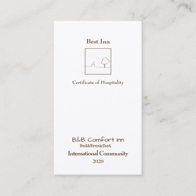 Tarjeta De Visita Comfort Inn International Community 2020 (Anverso)