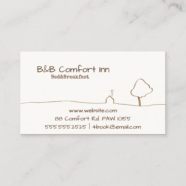 Tarjeta De Visita Comfort Inn, un hotel de B&B (Anverso)