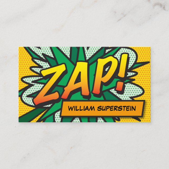 Tarjeta De Visita Cómic Personalizado de Pop Art ZAP (Anverso)