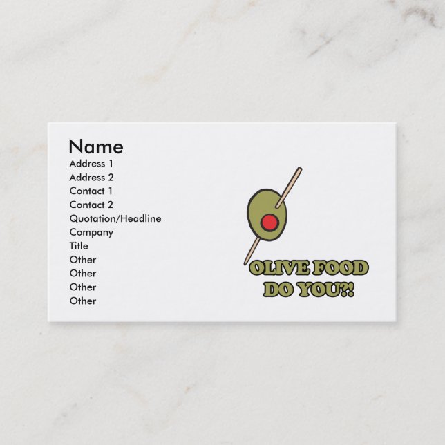Tarjeta De Visita comida de aceituna (Anverso)
