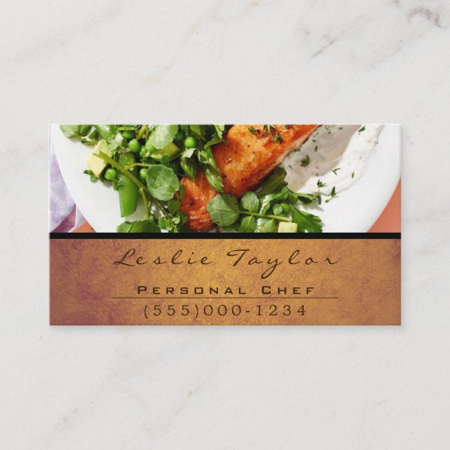 Tarjeta De Visita Comida de cena Diseño Chef Comedor (Anverso)