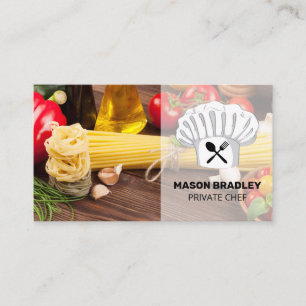 Tarjeta De Visita Comida del chef ejecutivo en mesa