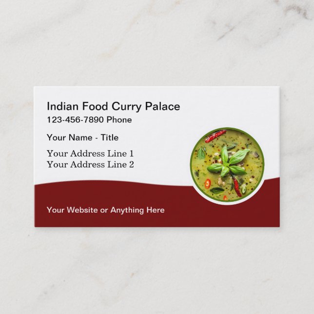 Tarjeta De Visita Comida india Cuisine Business Cards (Anverso)