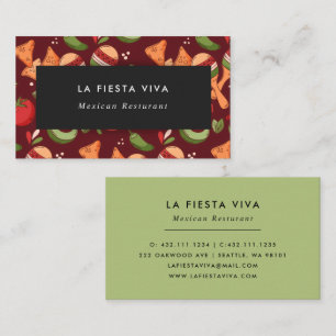 Tarjeta De Visita Comida Mexicana Roja y Verde
