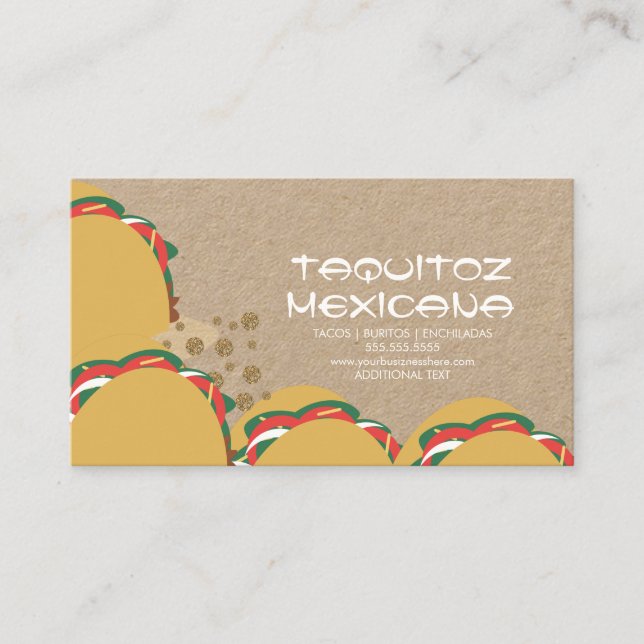 Tarjeta De Visita Comida Mexicana Taco México (Anverso)