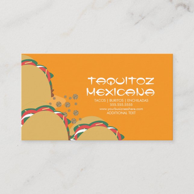 Tarjeta De Visita Comida Mexicana Tacos México (Anverso)