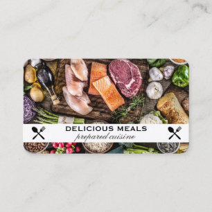 Tarjeta De Visita Comida Nutritiva en la Mesa