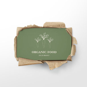 Tarjeta De Visita Comida orgánica verde mínima moderna