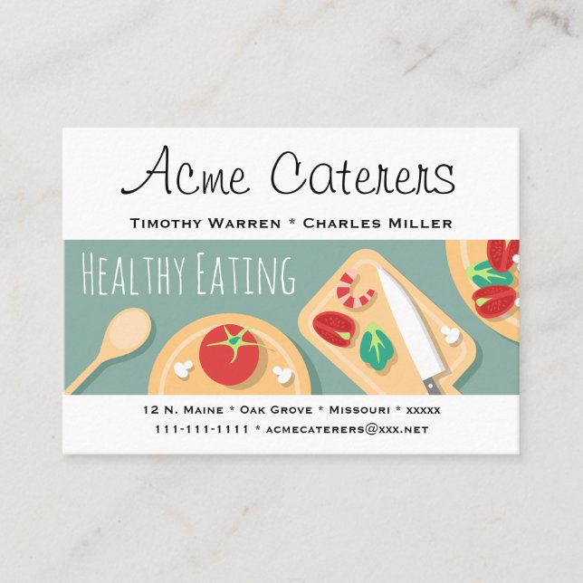 Tarjeta De Visita Comidas sanas que abastecen (Anverso)