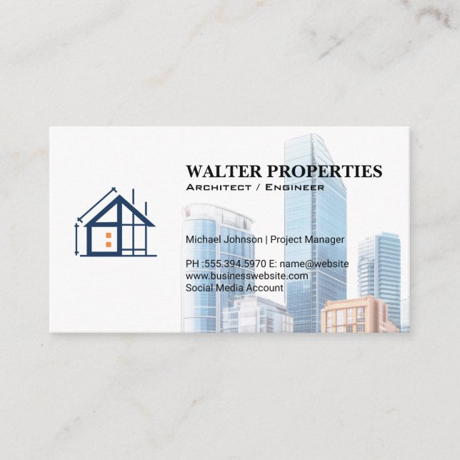 Tarjeta De Visita Commercial Buildings | Construction | Architecture (Anverso)