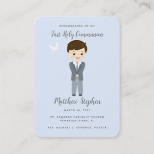 Tarjeta De Visita Communion Dove Boy Prayer
