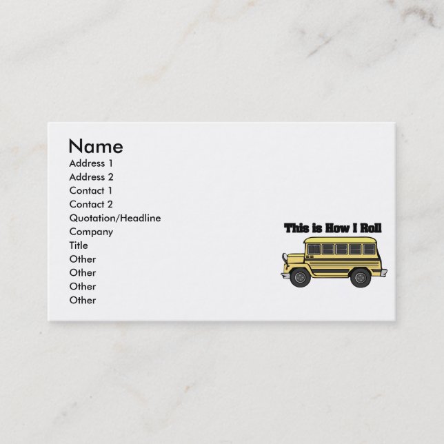 Tarjeta De Visita Cómo Rueda (Autobús Escolar) (Anverso)