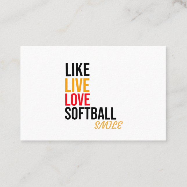 Tarjeta De Visita como, vivir, amar el softball, sonreir (Anverso)