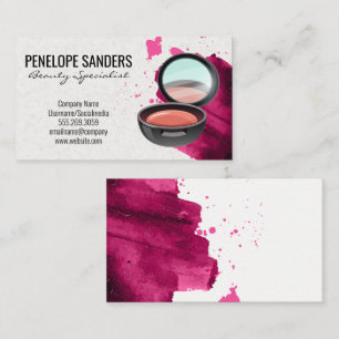Tarjeta De Visita Compacto de artistas de maquillaje   Brote de pinc