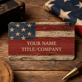 Tarjeta De Visita Compañía de bandera americana de madera rústica 