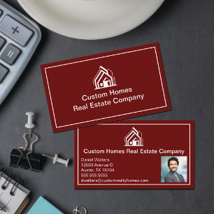Tarjeta De Visita Compañía de bienes raíces Chic Burgundy Realtor Fo