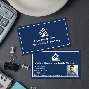 Tarjeta De Visita Compañía de bienes raíces Chic Navy Blue Realtor F