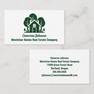 Tarjeta De Visita Compañía de bienes raíces de hogar forestal Realto