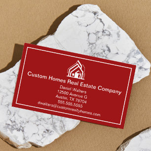 Tarjeta De Visita Compañía de Bienes Raíces Rojo Blanco Real Casa